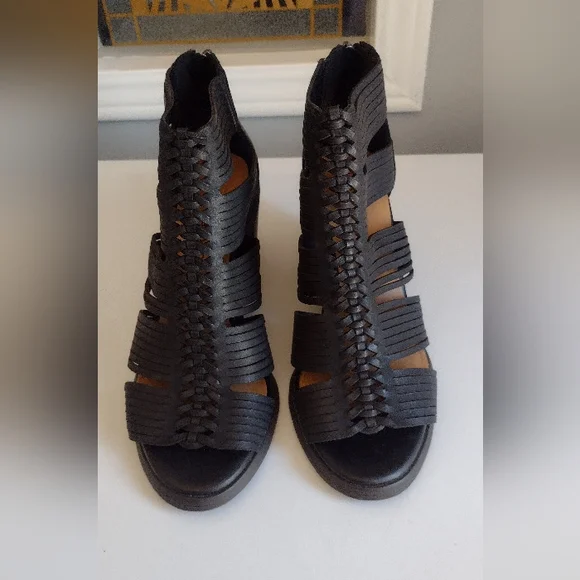 Lucky Brand, Women's Size 8 Black Heeled Boots with Cage Design Comes With Box. - Picture 2 of 5